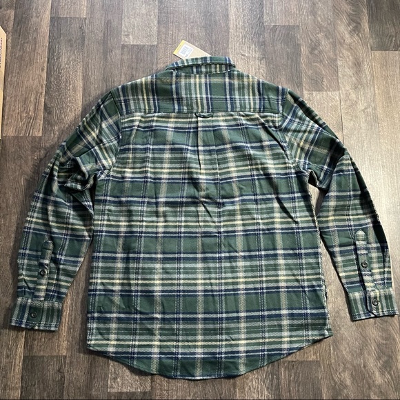 Woolrich Men’s Button Plaid Down Flannel Shirt Olive Lightweight Jacket - Picture 5 of 6